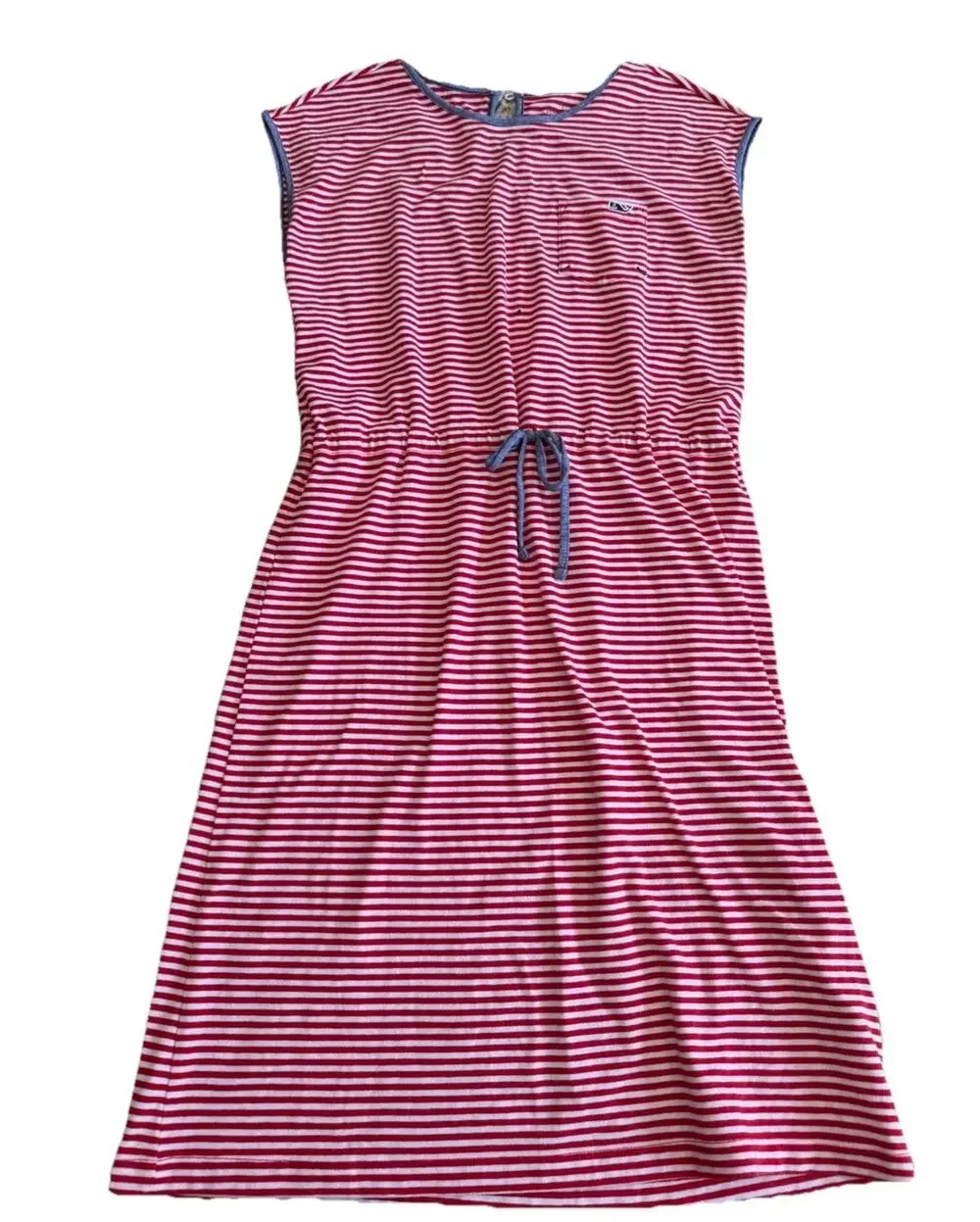 Vineyard Vines Edgartown Girls XL Red Striped T-Shirt Dress 4th July Drawstring